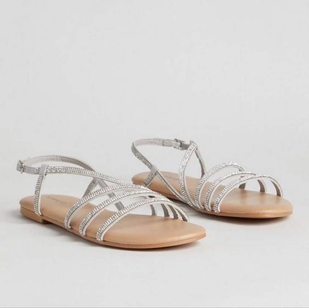 Torrid Embellished Asymmetric Strappy Sandal Size 11.5 (WW)